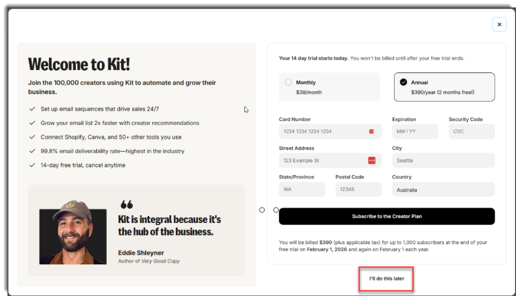 kit ignore subscription